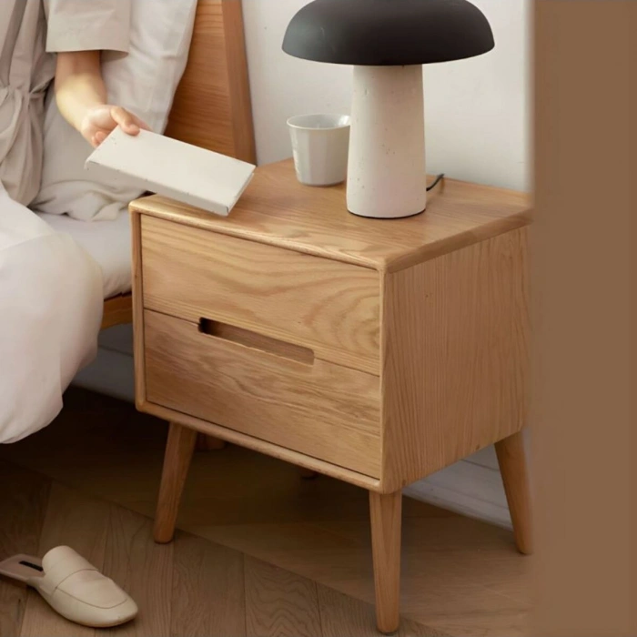 Ahşap Çift Çekmeceli Modern Komodin