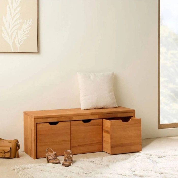 Mento Masif Ahşap Sandıklı Bench – Çok Amaçlı Oturma Bankı