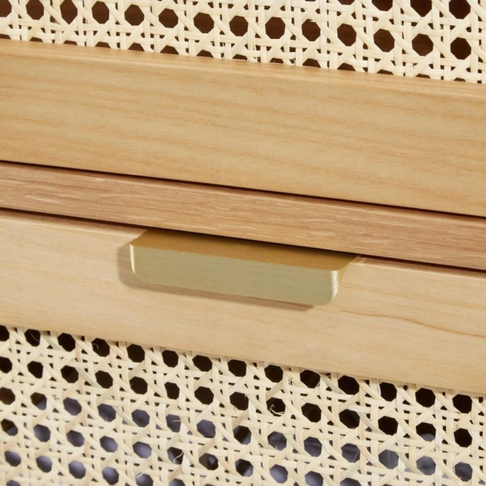 Sheldon Doğal Ahşap Rattan Kapaklı Gardırop - Modern Minimalist Dolap