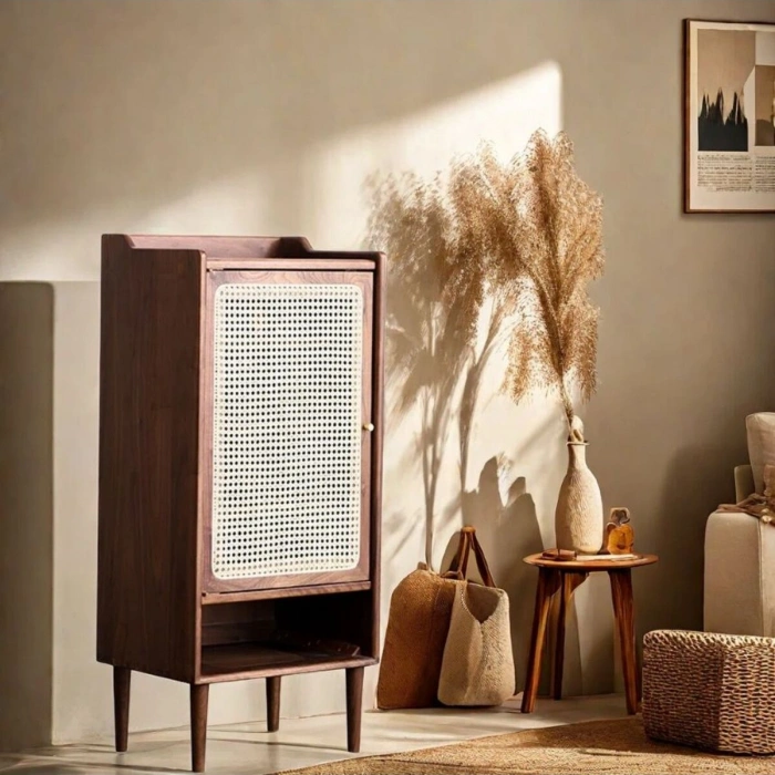 Lora Masif Ahşap Rattan Kapaklı Dolap