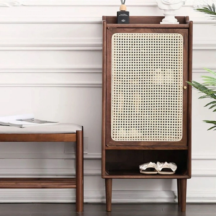 Lora Masif Ahşap Rattan Kapaklı Dolap