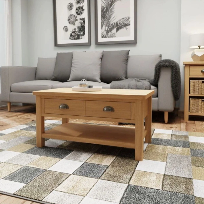 Country Lodge Masif Ahşap Orta Sehpa 4 Çekmeceli