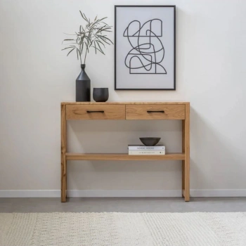 Ahşap Çift Çekmece Tek Raf Modern Dresuar