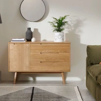 Luno Modern İskandinav Tarzı Konsol Dolap 3 Çekmece 1 Kapaklı