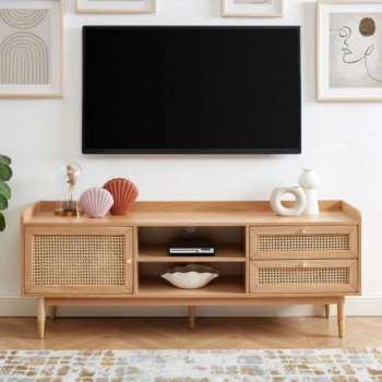 Solé Rattan TV Ünitesi Masif Ahşap