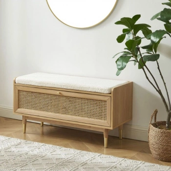 Noya Rattan Detaylı Bench Ayakkabılık