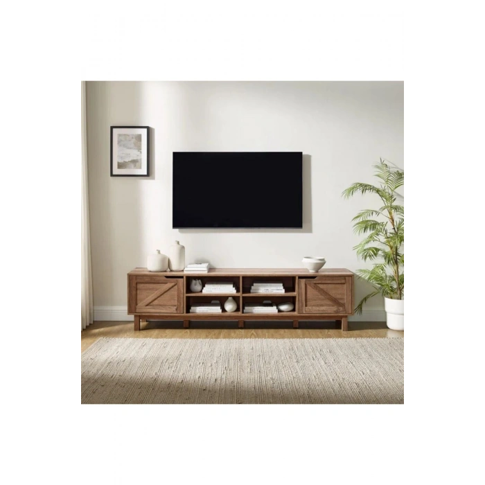 Ahşap Barn Door Stil Modern Tv Ünitesi