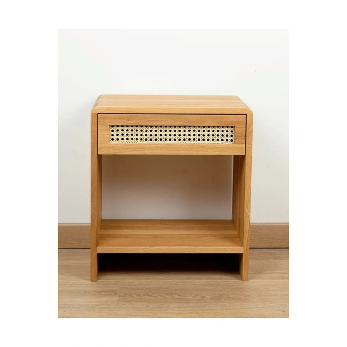 Ahşap Rattan Çekmece Detaylı Komodin