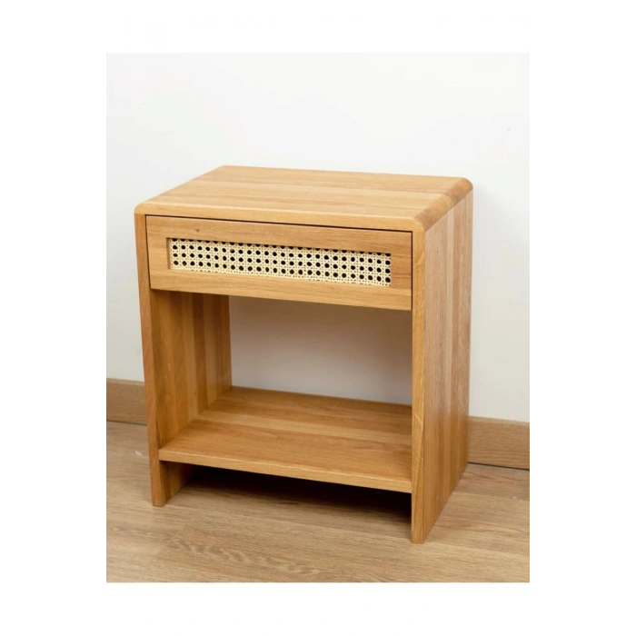Ahşap Rattan Çekmece Detaylı Komodin