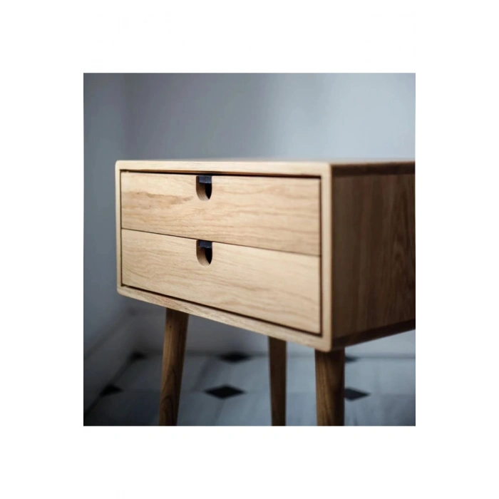 Ahşap Çift Çekmeceli Modern Komodin