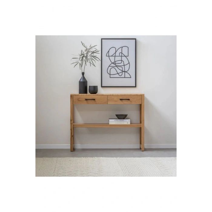 Ahşap Çift Çekmece Tek Raf Modern Dresuar