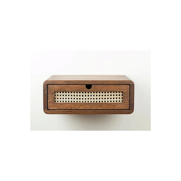 Ahşap Rattan Detay Duvara Monte Modern Komodin