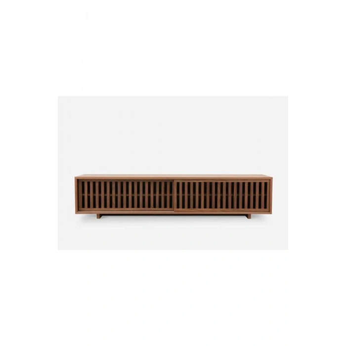 Linea Ahşap Modern TV Ünitesi Sürgü Izgara Kapaklı