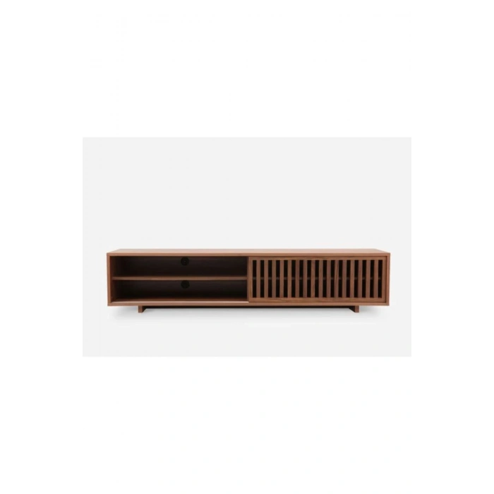 Linea Ahşap Modern TV Ünitesi Sürgü Izgara Kapaklı