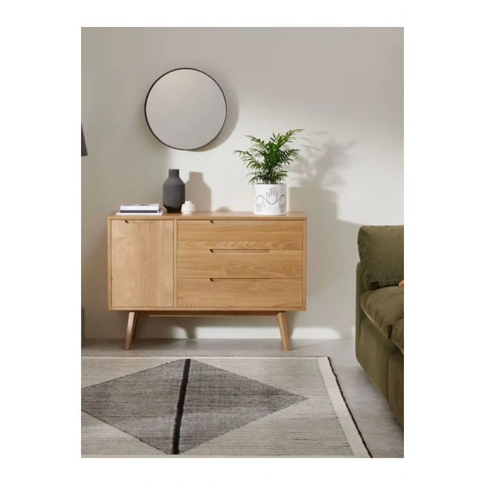 Luno Modern İskandinav Tarzı Konsol Dolap 3 Çekmece 1 Kapaklı