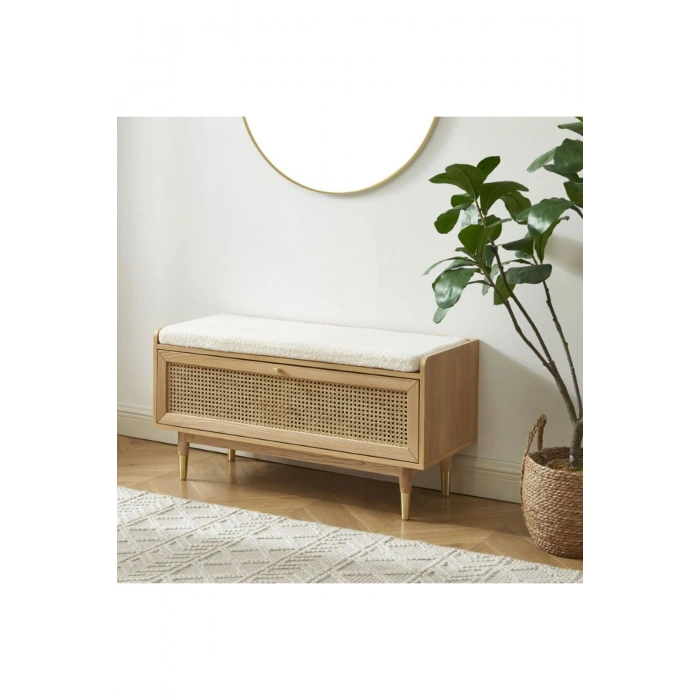 Noya Rattan Detaylı Bench Ayakkabılık