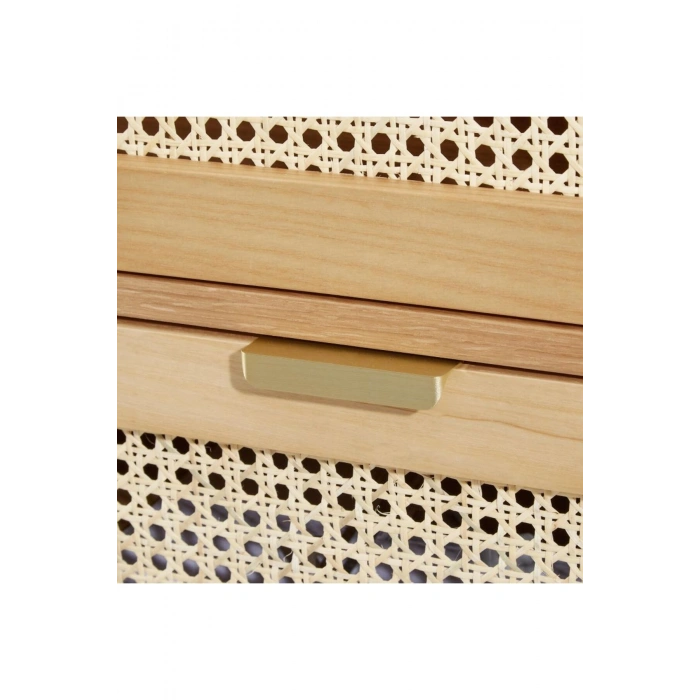 Sheldon Doğal Ahşap Rattan Kapaklı Gardırop - Modern Minimalist Dolap