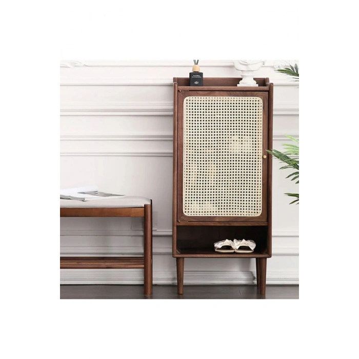 Lora Masif Ahşap Rattan Kapaklı Dolap