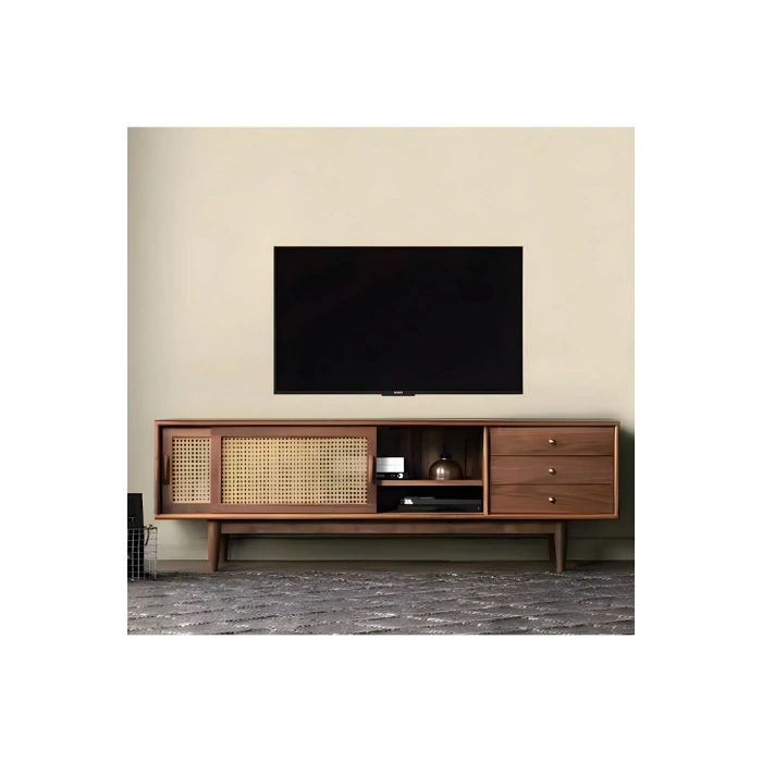 Rustica Masif Ahşap Hazeran Kapaklı Tv Ünitesi