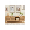 Scandi Tarzı TV Ünitesi – Bombong 180 cm, Ahşap & Rattan Detaylı
