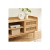 Scandi Tarzı TV Ünitesi – Bombong 180 cm, Ahşap & Rattan Detaylı