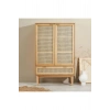 Sheldon Doğal Ahşap Rattan Kapaklı Gardırop - Modern Minimalist Dolap