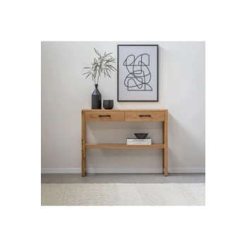 Ahşap Çift Çekmece Tek Raf Modern Dresuar
