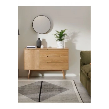 Luno Modern İskandinav Tarzı Konsol Dolap 3 Çekmece 1 Kapaklı
