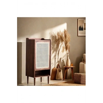 Lora Masif Ahşap Rattan Kapaklı Dolap