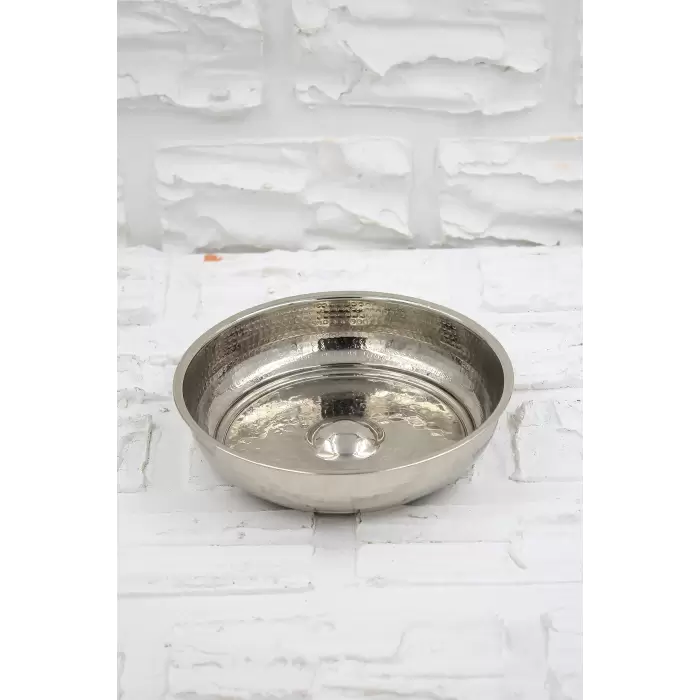 Turna Bakır Kurnacı Hamam Tası 18 cm El Dövme Nikel Turna4053-2