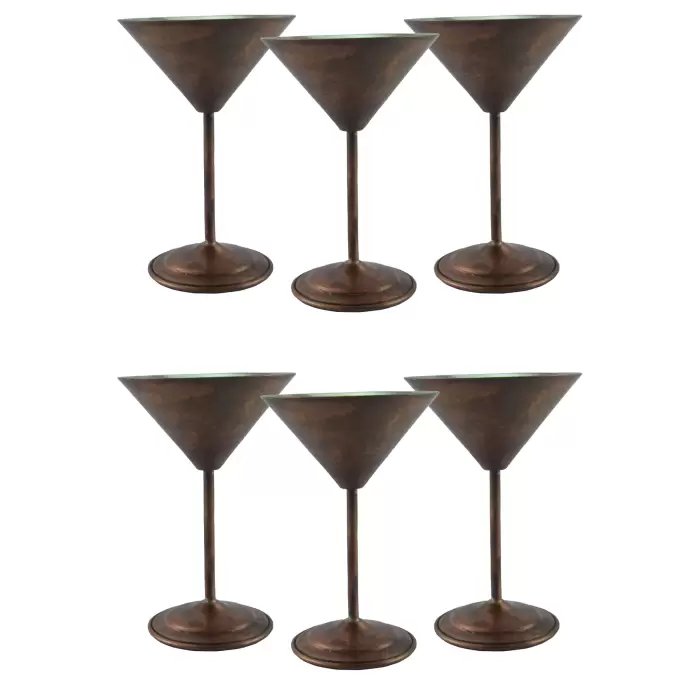 Turna Bakır Martini Kadeh Düz 250 Ml 6lı Takım Oksit Turna0459-63