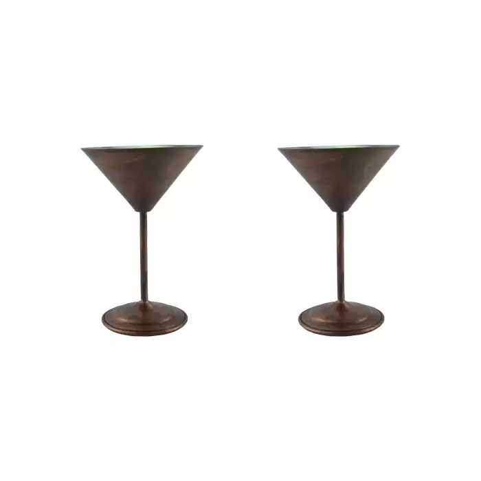 Turna Bakır Martini Kadeh Düz 250 Ml 2li Takım Oksit Turna0459-23