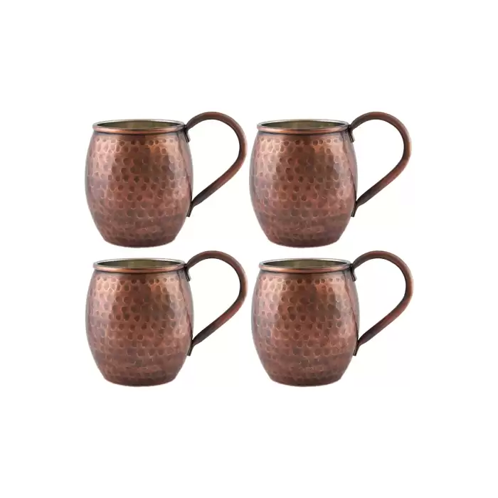 Turna Bakır Moscow Mule Bardak El Dövme 500 Ml 4lü Takım Oksit Turna0497-43