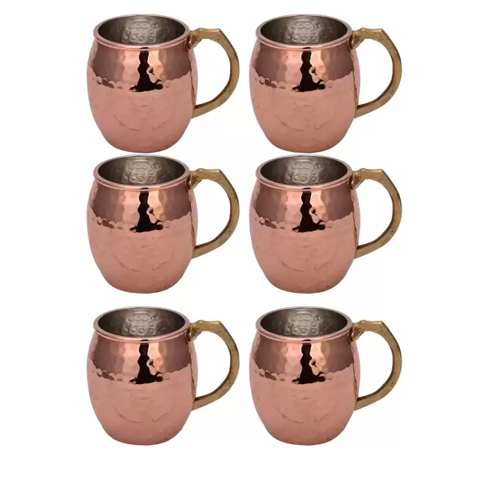 Turna Bakır Riva Bardak El Dövme 550 Ml 6lı Takım Kırmızı Turna0466-61