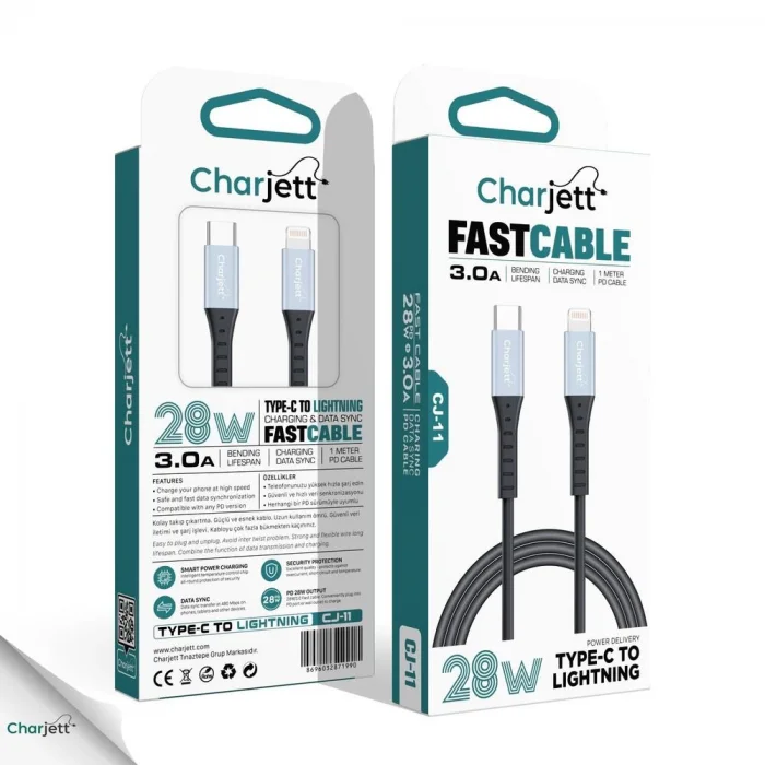 3.0A 28 Watt TYPE-C to Lightning Veri Aktarımı ve Şarj İçin USB Kablo