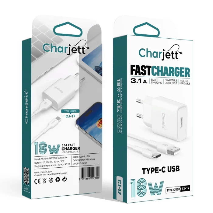 3.1A 18 Watt Uyumlu TYPE-C Seyahat Şarj Seti