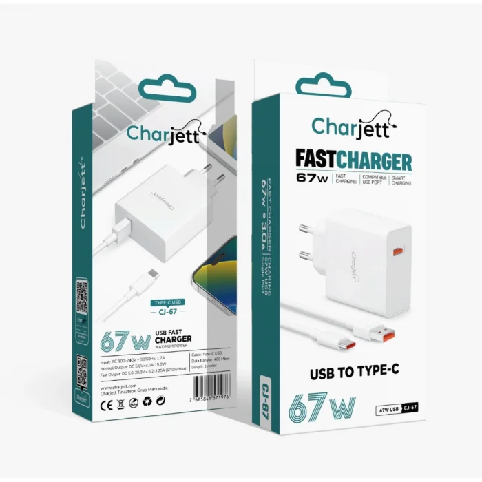 Charjett 67W Tek Port Hızlı Şarj Adaptörü