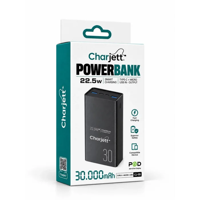 Charjett CJ-55 30.000 mAh 22.5W Taşınabilir Şarj Cihazı