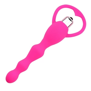 Titreşimli Boğumlu Halkalı Anal Tıkaç - Pembe