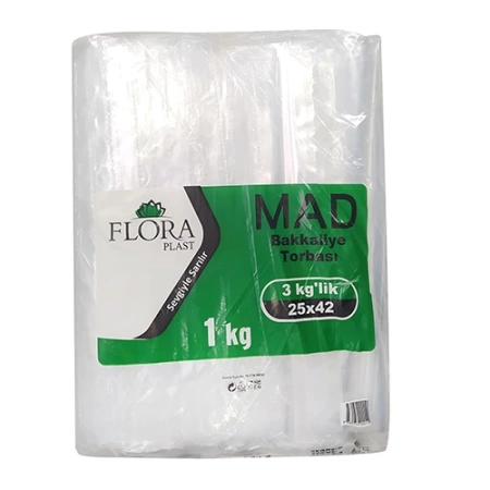 Floraplast 3 Kglık 25x42 Naylon Bakkaliye Torba Dayanıklı 1.Kalite Gıda Temasına Uygun Şeker Torbası