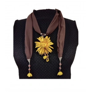 İpek Koza Çiçekli Boyun Şalı