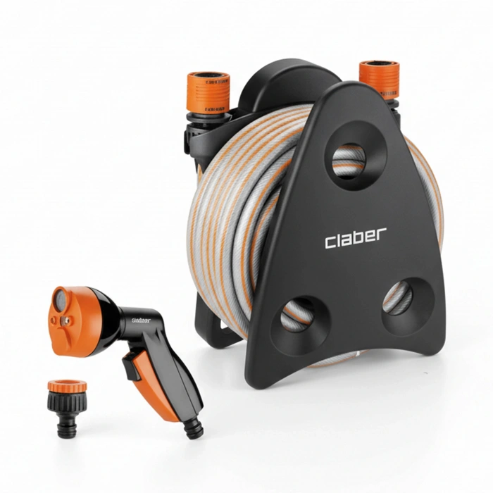 Claber 9028 Mini Set 10 mt Hortumlu Duvar Askılı Sulama Tabancalı Adaptörlü Set
