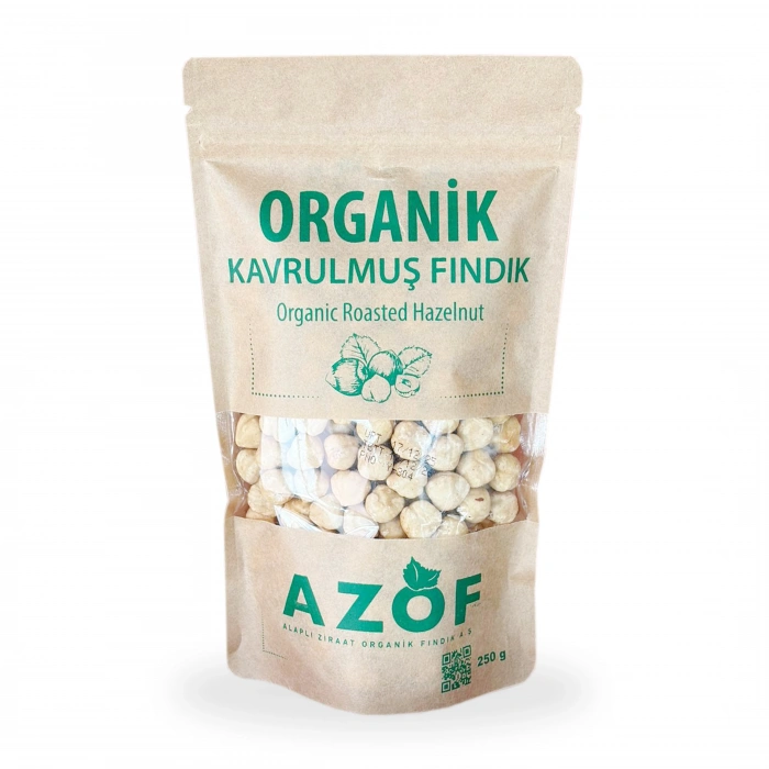 Azof Organik Kavrulmuş İç Fındık 250 gr Organik Fındık Kraft Paket