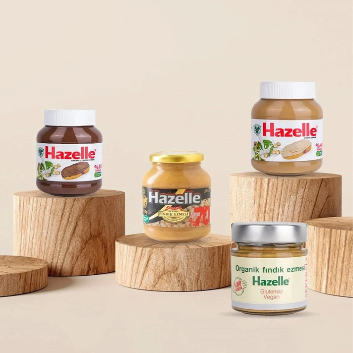 Hazelle Avantaj Paket Organik, Sütlü, Kakaolu, Şekerli Fındık Ezmesi 4 lü Paket