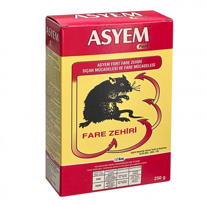 Asyem Kırık Buğday Fare ve Sıçanlara Karşı Zehir 250gr