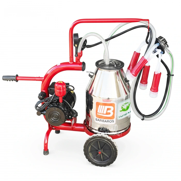 Bartech Yaprak Büyükbaş Tek Sağım Makinesi 30lt Krom Güğüm Silikon Meme Lastikli Kuru Tip