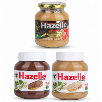 Hazelle Tanışma Paketi Sütlü, Kakaolu, Şekerli Fındık Ezmesi 3 lü Paket