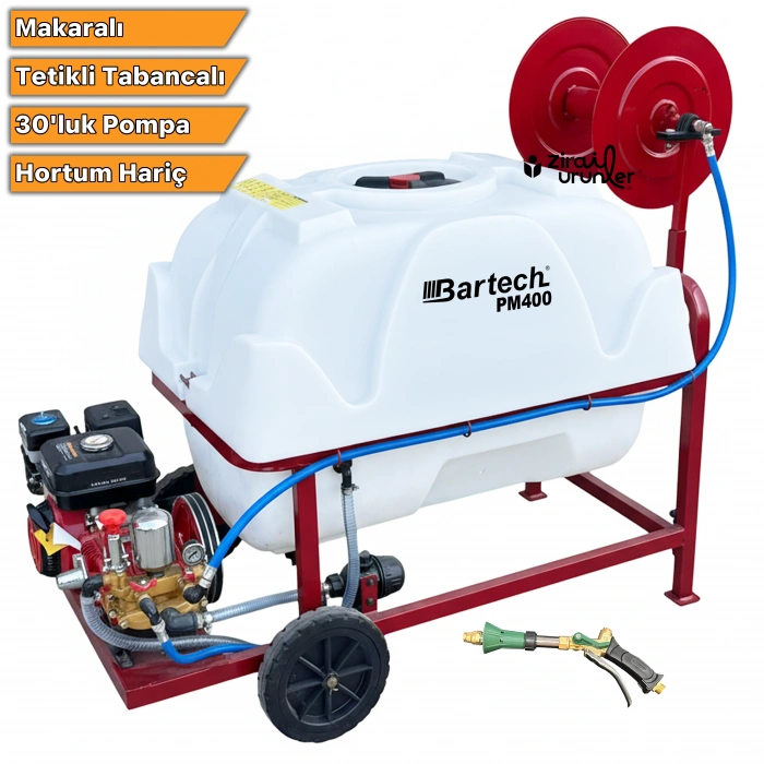 Bartech PM400 İlaçlama Tankı Tetikli Tabanca 400LT 30 luk Pompa Hortumsuz