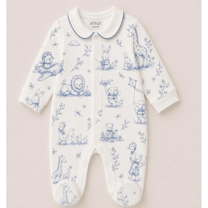 SÜTLÜ Ayaklı Bebek Tulumu Little Adventure Collection