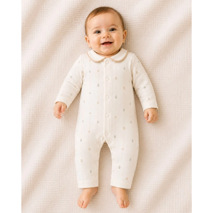 SÜTLÜ Ayaksız Bebek Tulumu Ecru Collection
